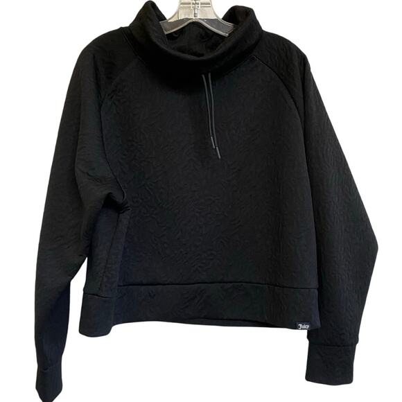 Juicy Couture Sport Black‎ Quilted Crop Funnel Neck Pullover Sweatshirt- L - Picture 4 of 15